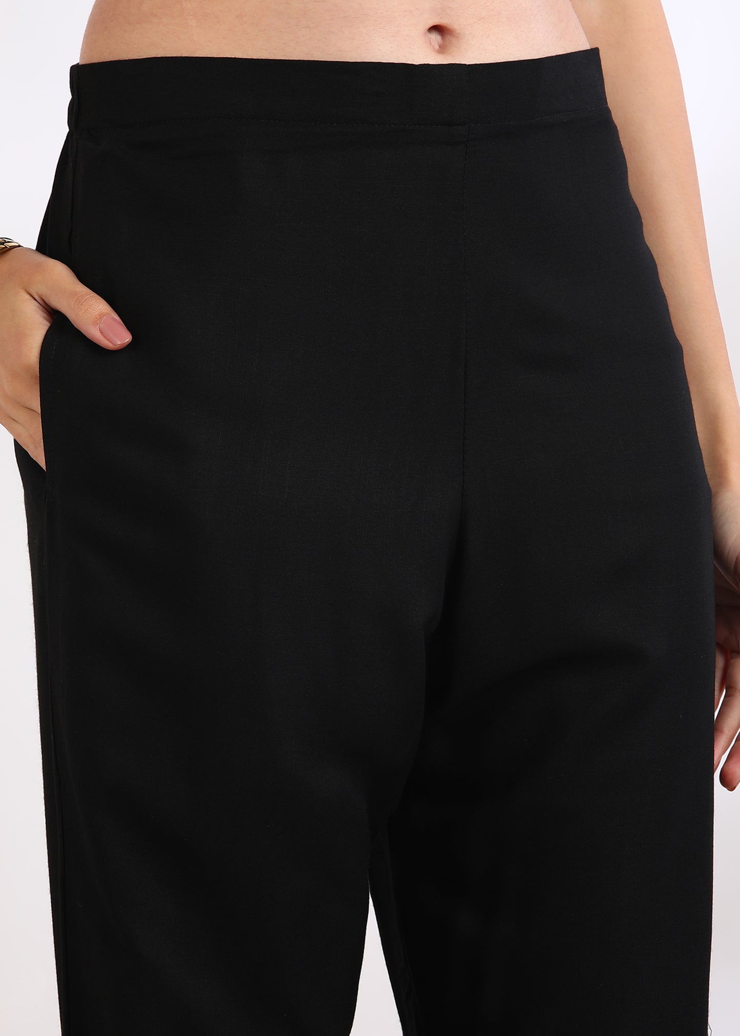 Women Black Rayon Embroidered Kurta Set with Printed Cotton Dupatta