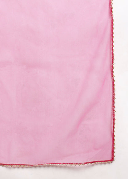 Elegant Pink Embroidered Straight Kurta Set with Dupatta