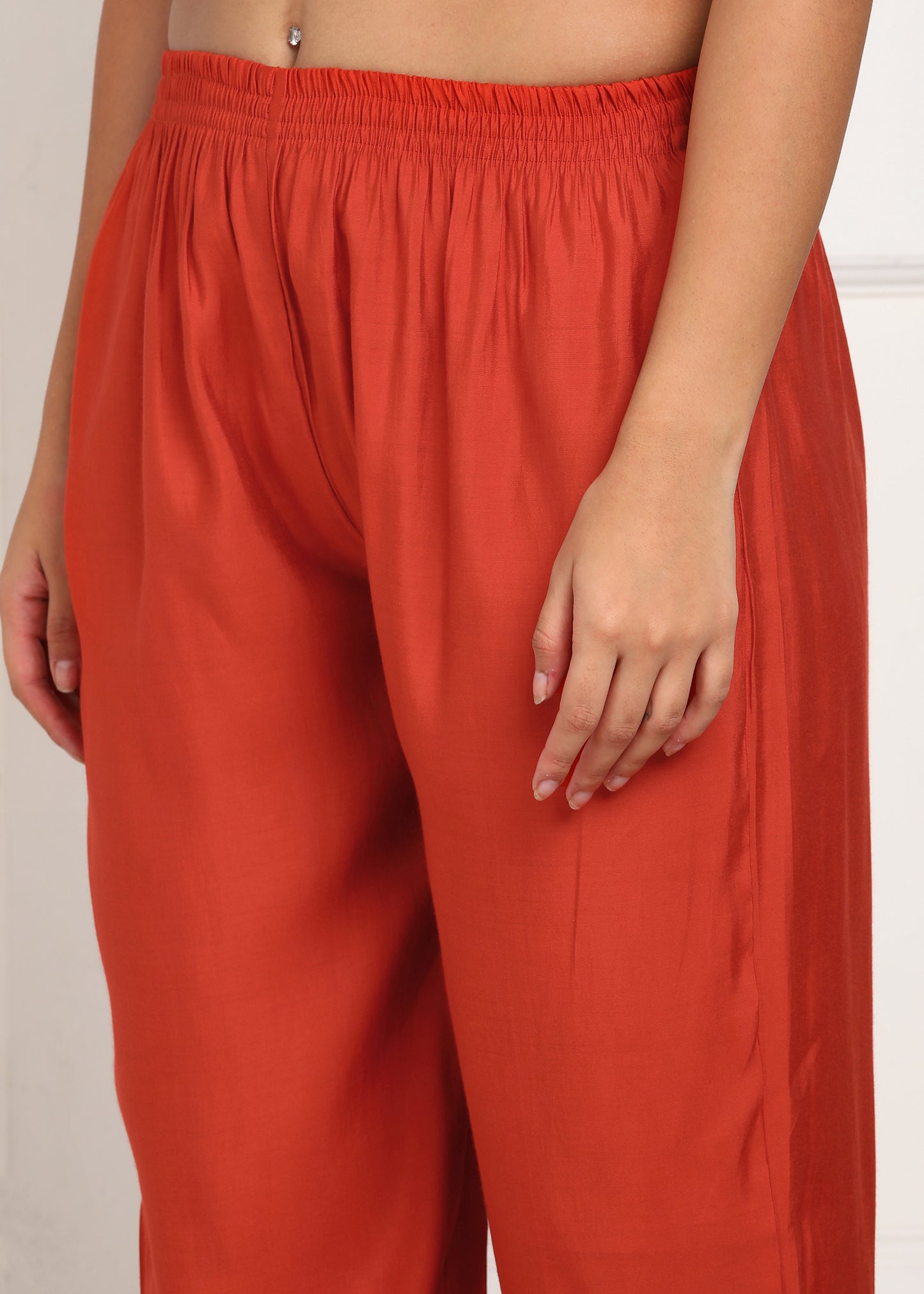 Rust Orange Embroidered Co-ord's