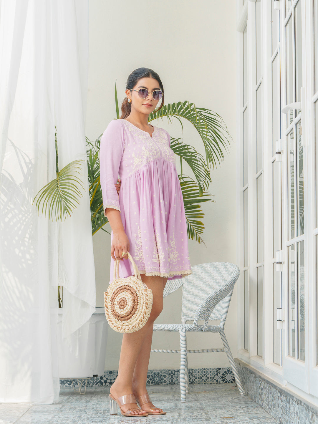 Women Floral Embroidered A-Line Dress