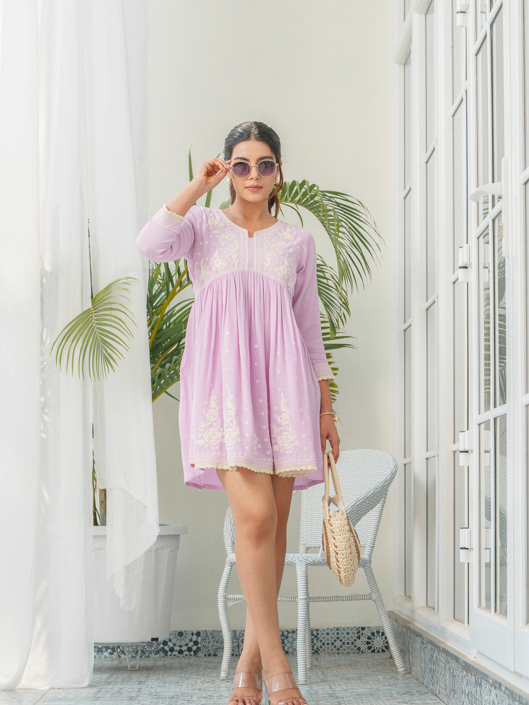 Women Floral Embroidered A-Line Dress