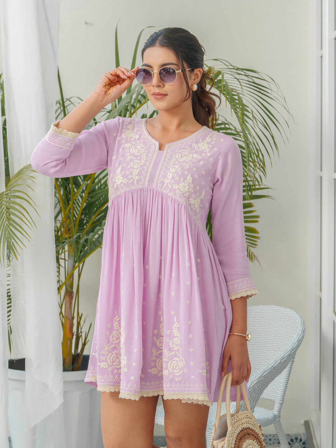 Women Floral Embroidered A-Line Dress
