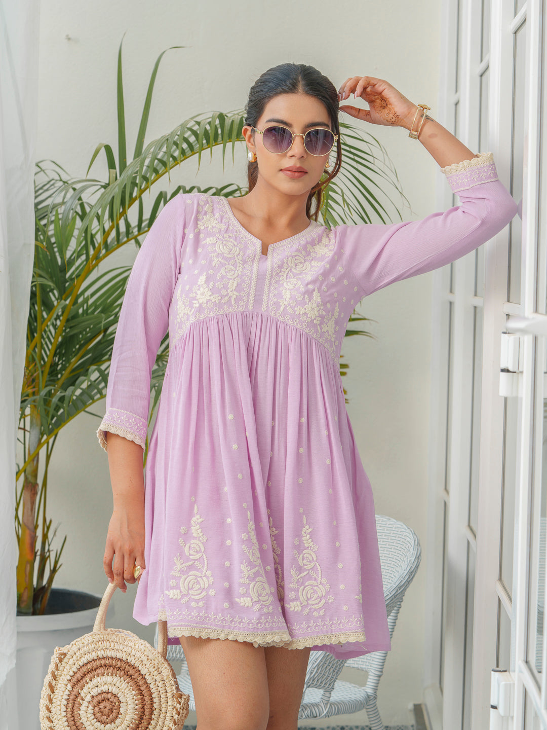 Women Floral Embroidered A-Line Dress