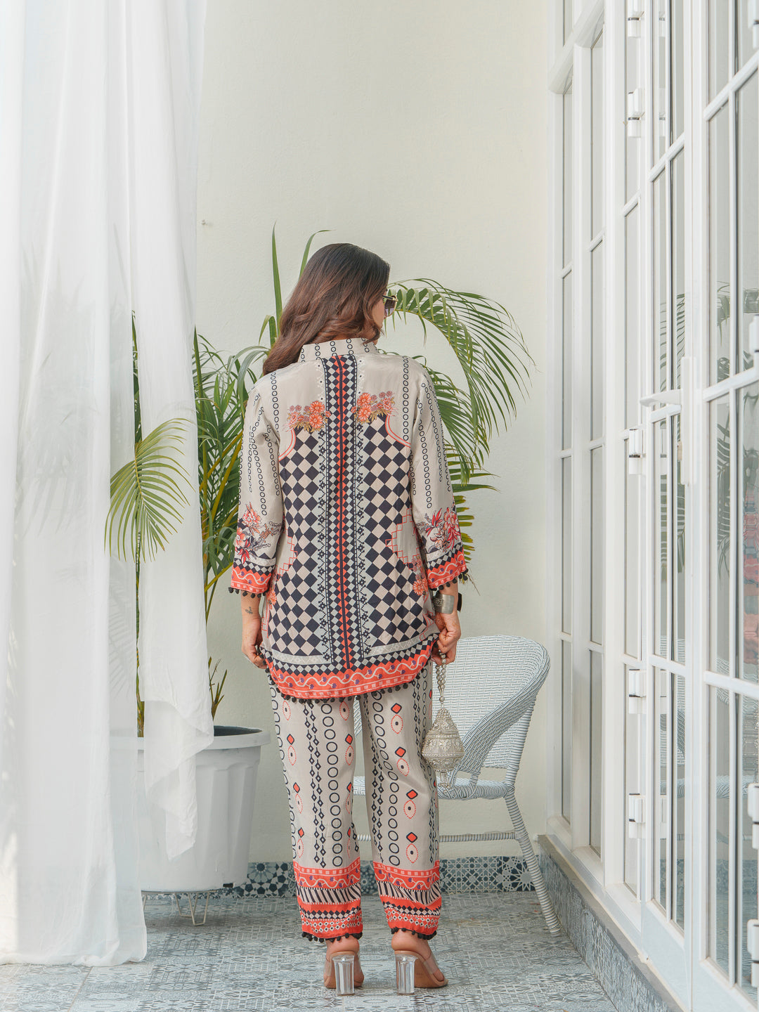 Geometric Printed Tunic With Trousers Co-Ords