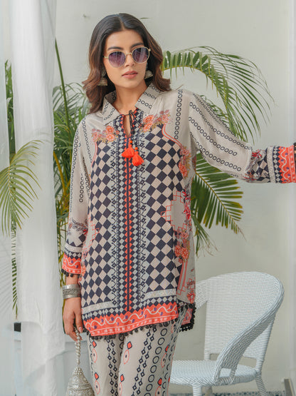 Geometric Printed Tunic With Trousers Co-Ords