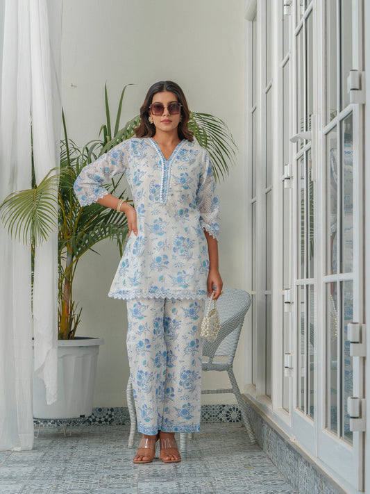 Floral Printed Pure Cotton Tunic & Trouser