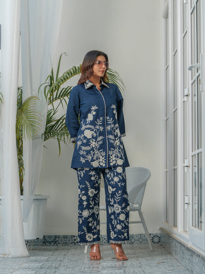 Embroidered Three-Quarter Sleeves Shirt With Trouser