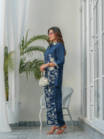 Embroidered Three-Quarter Sleeves Shirt With Trouser