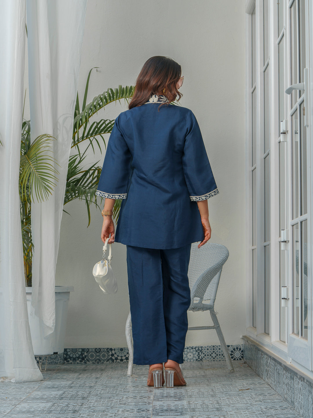 Embroidered Three-Quarter Sleeves Shirt With Trouser
