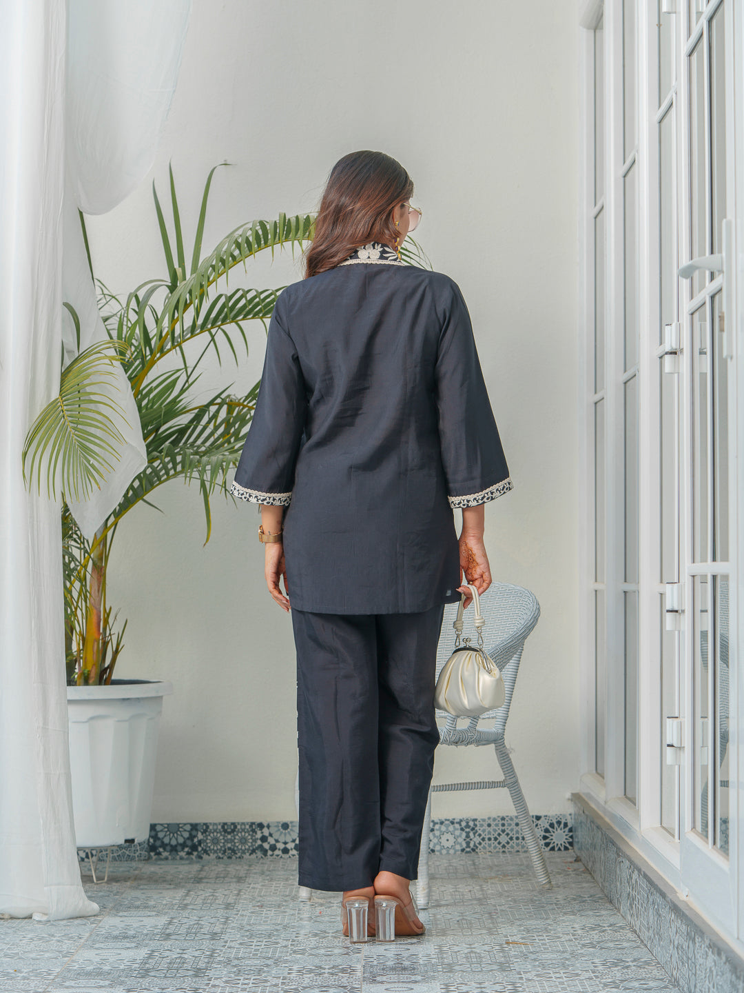 Embroidered Three-Quarter Sleeves Shirt With Trouser