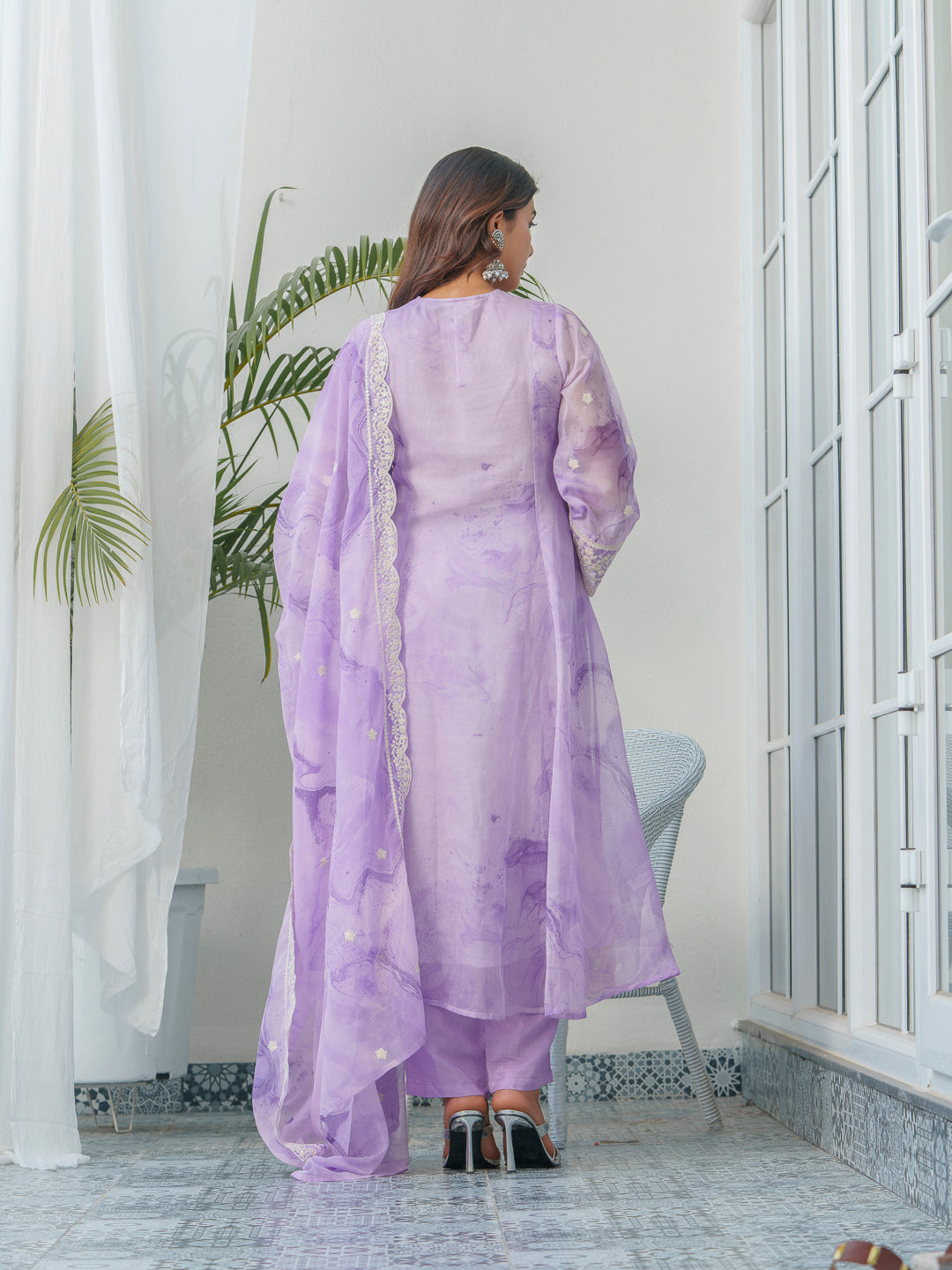Floral Embroidered Straight Kurta & Trousers With Dupatta