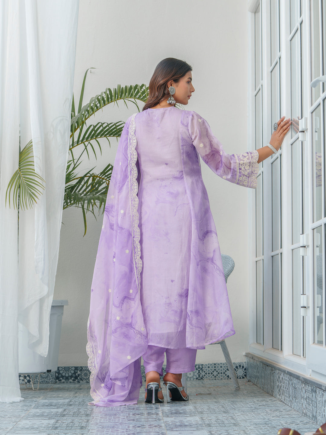 Floral Embroidered Straight Kurta & Trousers With Dupatta