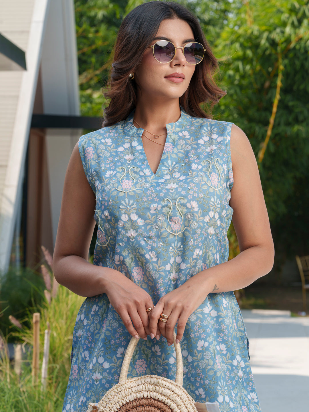 Floral Printed Cotton Straight Tunic