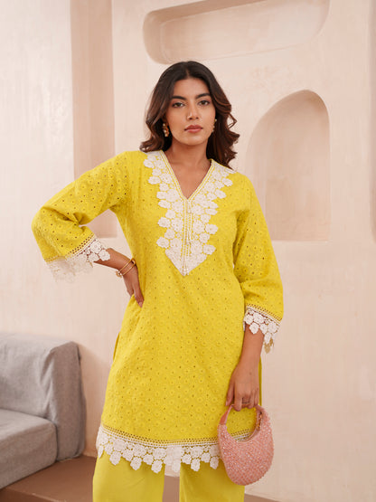 Pure Cotton Embroidered Top & Trousers Co-ord Set