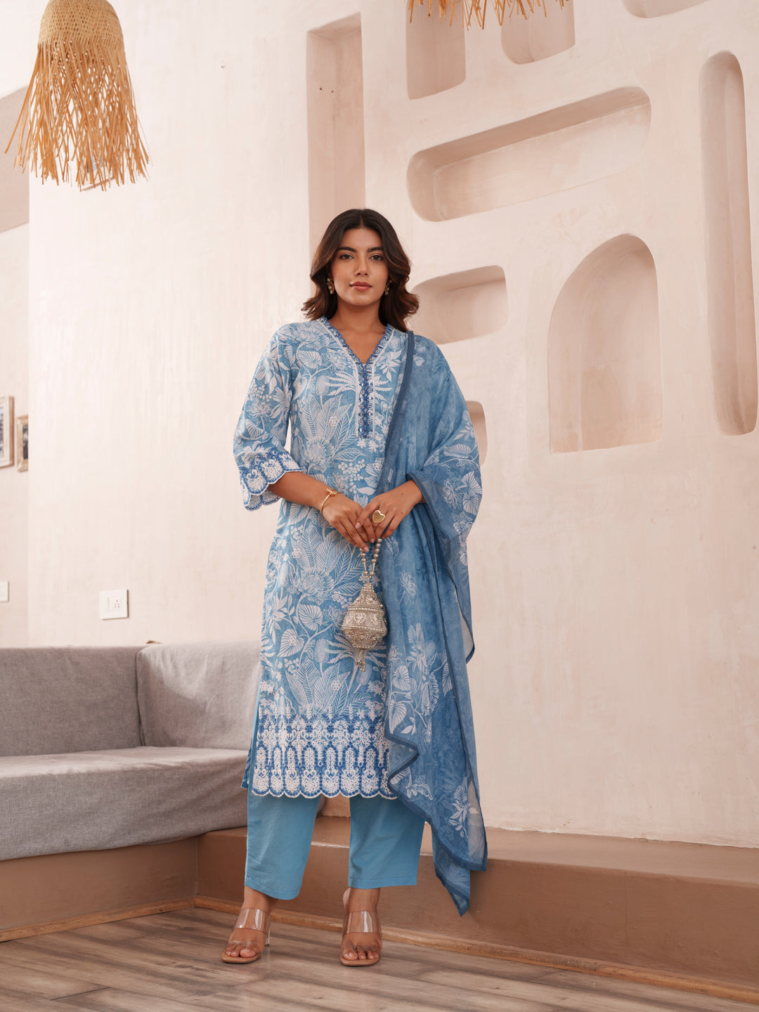 Bandhani Printed Thread Work Straight Kurta