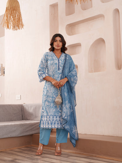Bandhani Printed Thread Work Straight Kurta