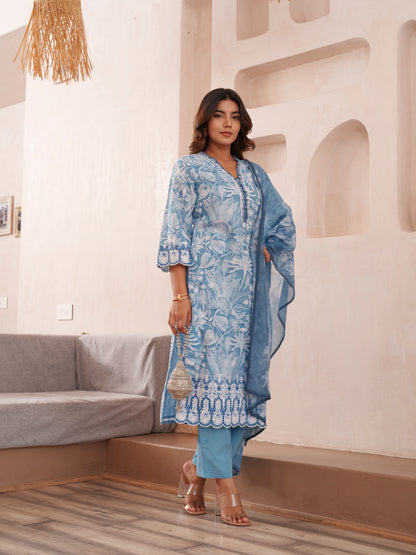 Bandhani Printed Thread Work Straight Kurta