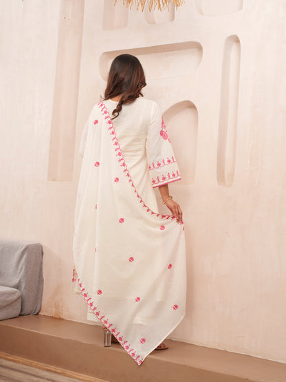 Elegant Embroidered Cotton Kurta Set