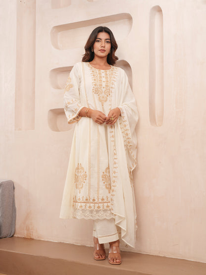 Elegant Embroidered Cotton Kurta Set