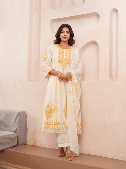 Elegant Embroidered Cotton Kurta Set
