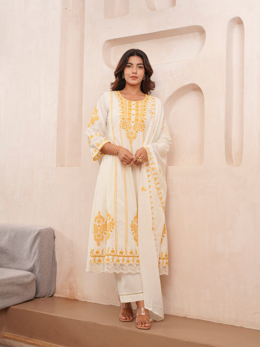 Elegant Embroidered Cotton Kurta Set