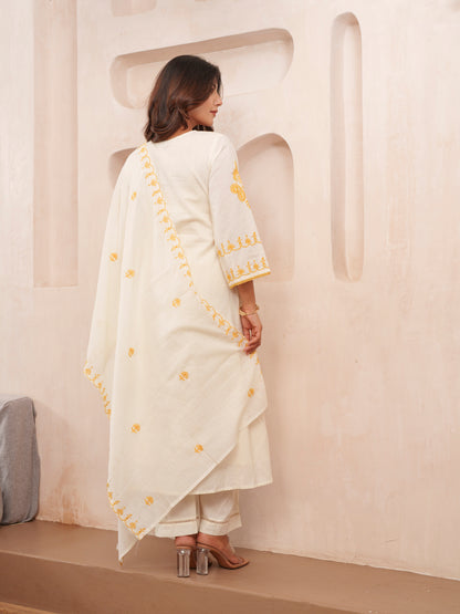 Elegant Embroidered Cotton Kurta Set