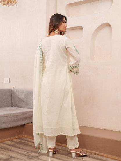 Elegant Embroidered Cotton Kurta Set