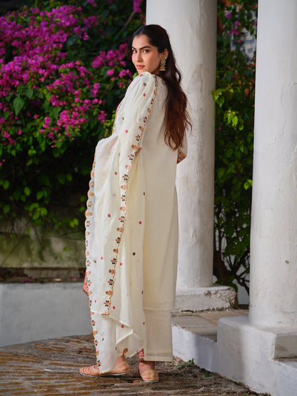 Embroidered Pure Cotton Round Neck Kurta & Trousers Kurta Sets