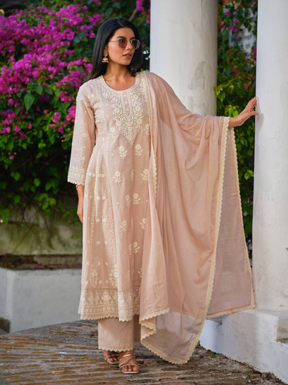 Embroidered Round Neck Kurta & Trousers Kurta Set