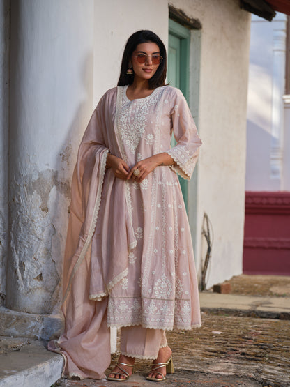 Embroidered Round Neck Kurta & Trousers Kurta Set