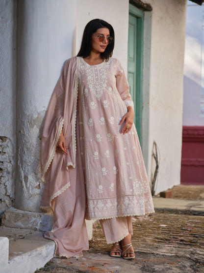 Embroidered Round Neck Kurta & Trousers Kurta Set