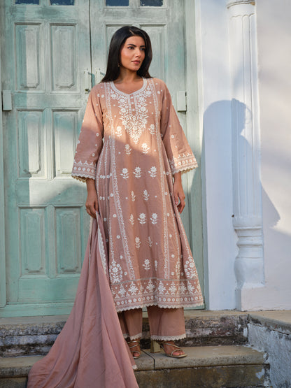 Embroidered Round Neck Kurta & Trousers Kurta Set
