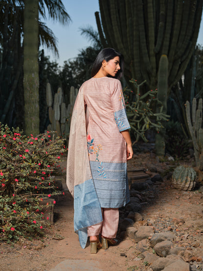 Light Blue & Peach Embroidered Kurta Set