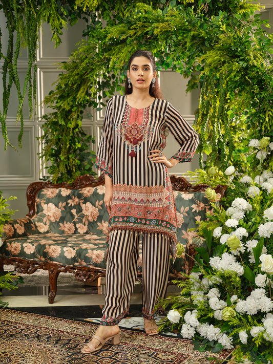 Black and Pink Striped Printed Co