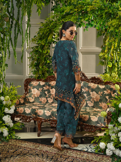 Dark Digital Print Co-ord Set with Tassels