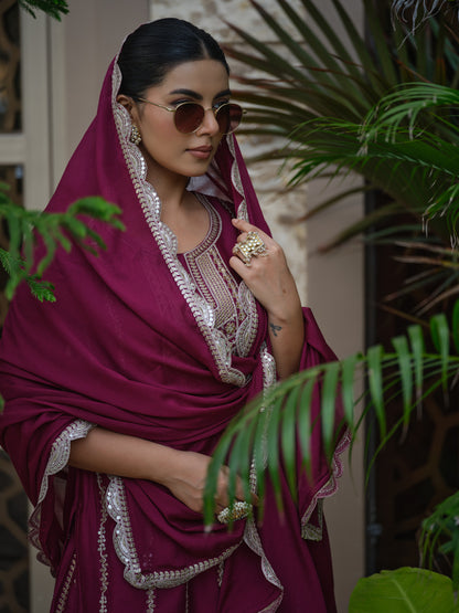 Royal Embroidered Kurta Sharara Set