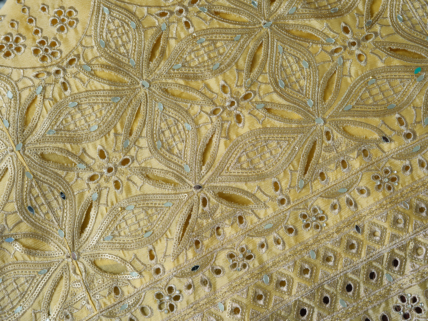 Embroidered Mirror and Cut Work Pakistani Kurta with Trouser and Dupatta Set