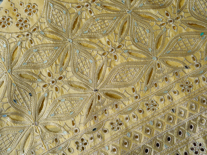 Embroidered Mirror and Cut Work Pakistani Kurta with Trouser and Dupatta Set