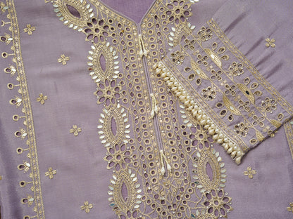 Embroidered Mirror and Cut Work Pakistani Kurta with Trouser and Dupatta Set