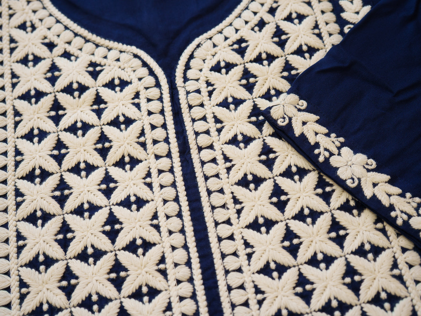 Women's Navy Blue Hand Chikankari embroidery A-Line Kurta With Pant