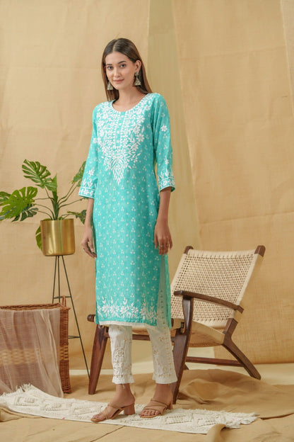 Bandhani Printed Thread Work Straight Kurta - Buy Best Ethnic Wear for Women & Girls | Daily Woman - 