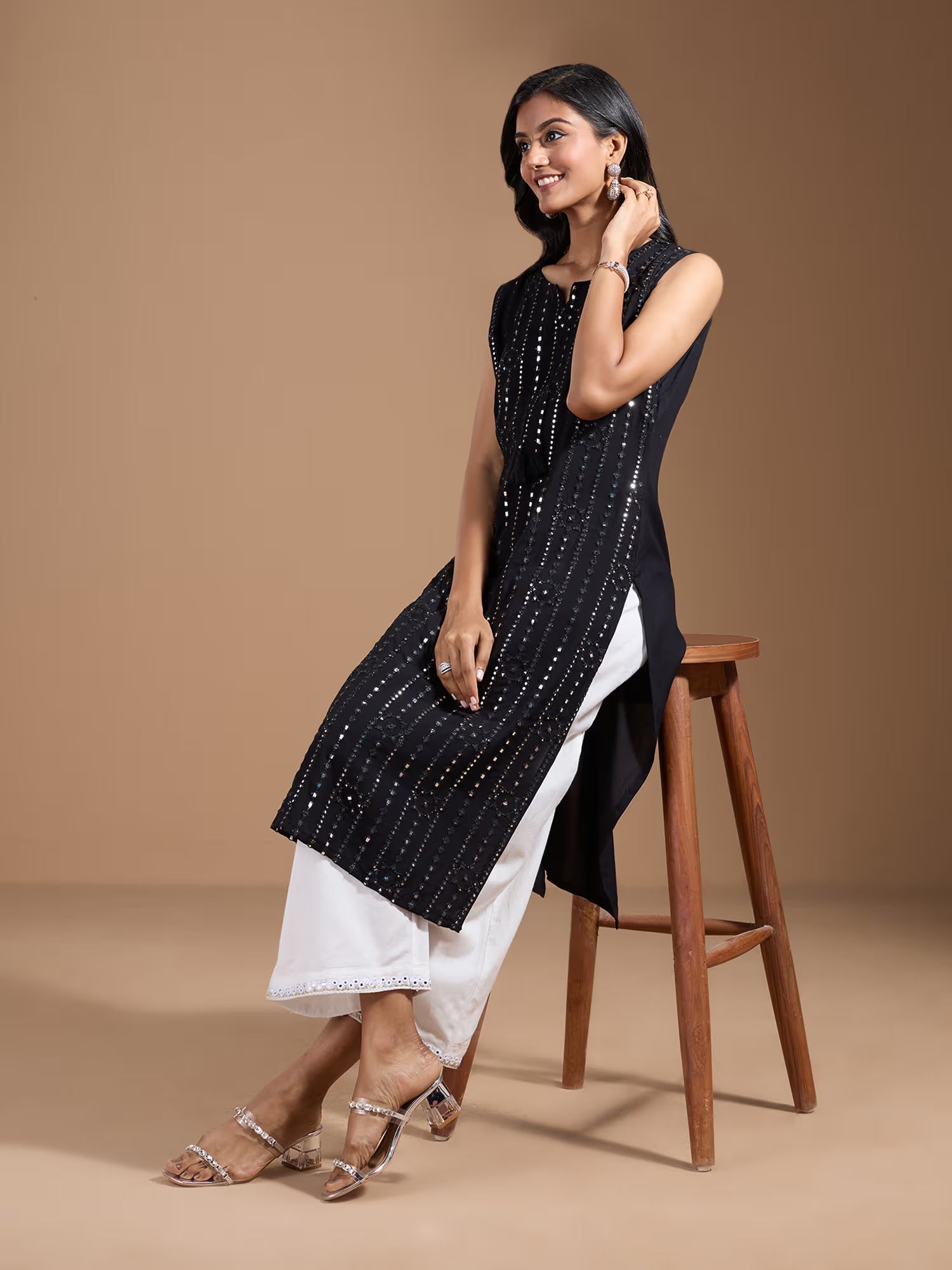 Black  Women Thread Work Kurta - Buy Best Ethnic Wear for Women & Girls | Daily Woman - 