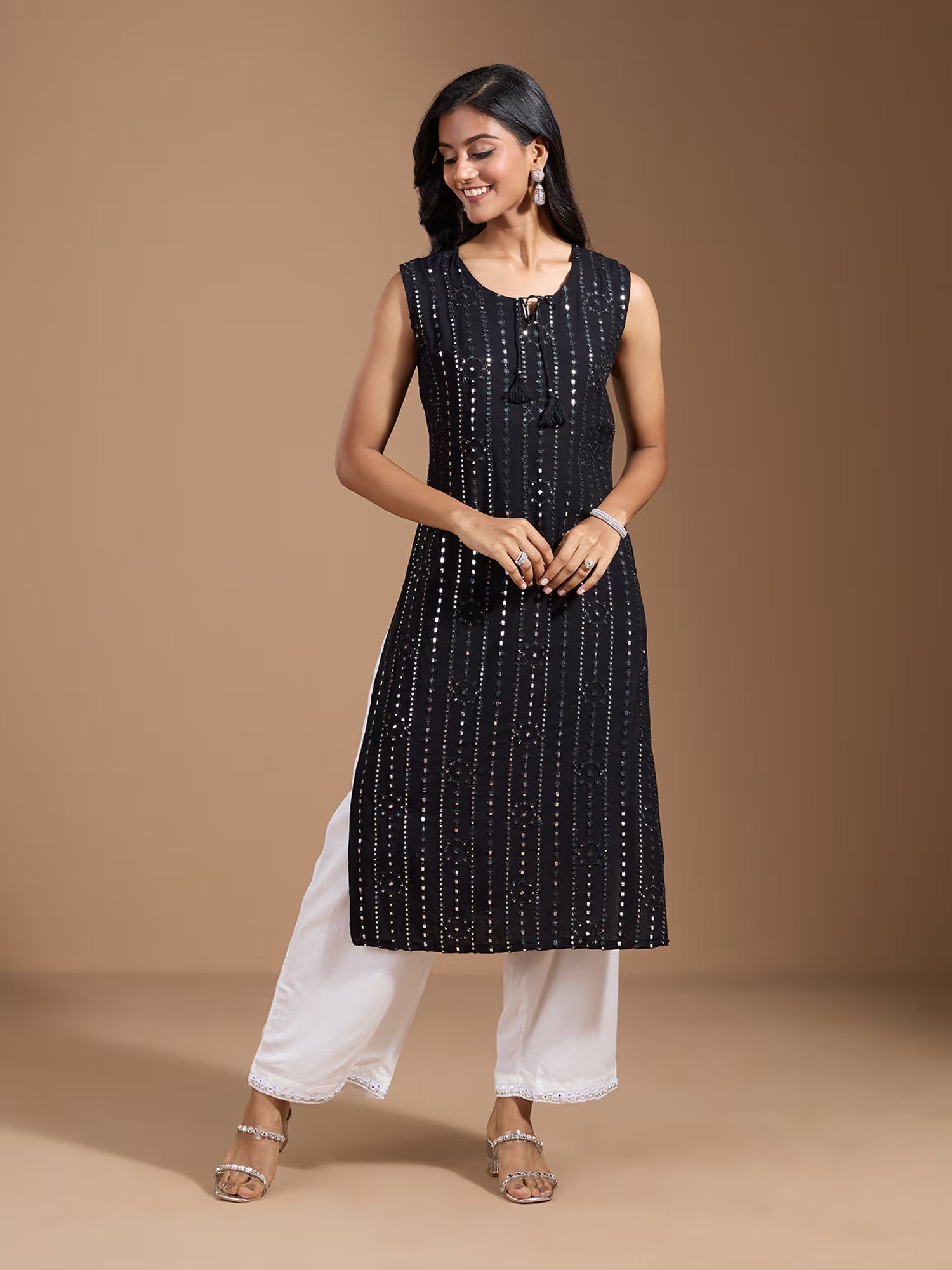 Black  Women Thread Work Kurta - Buy Best Ethnic Wear for Women & Girls | Daily Woman - 