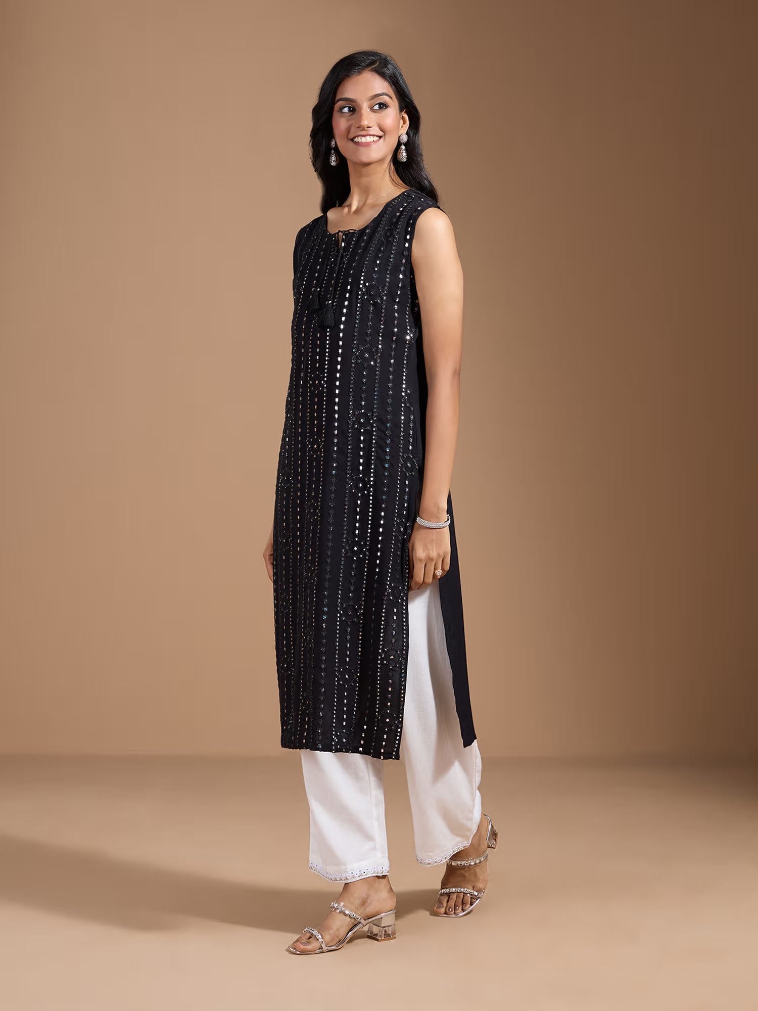 Black  Women Thread Work Kurta - Buy Best Ethnic Wear for Women & Girls | Daily Woman - 