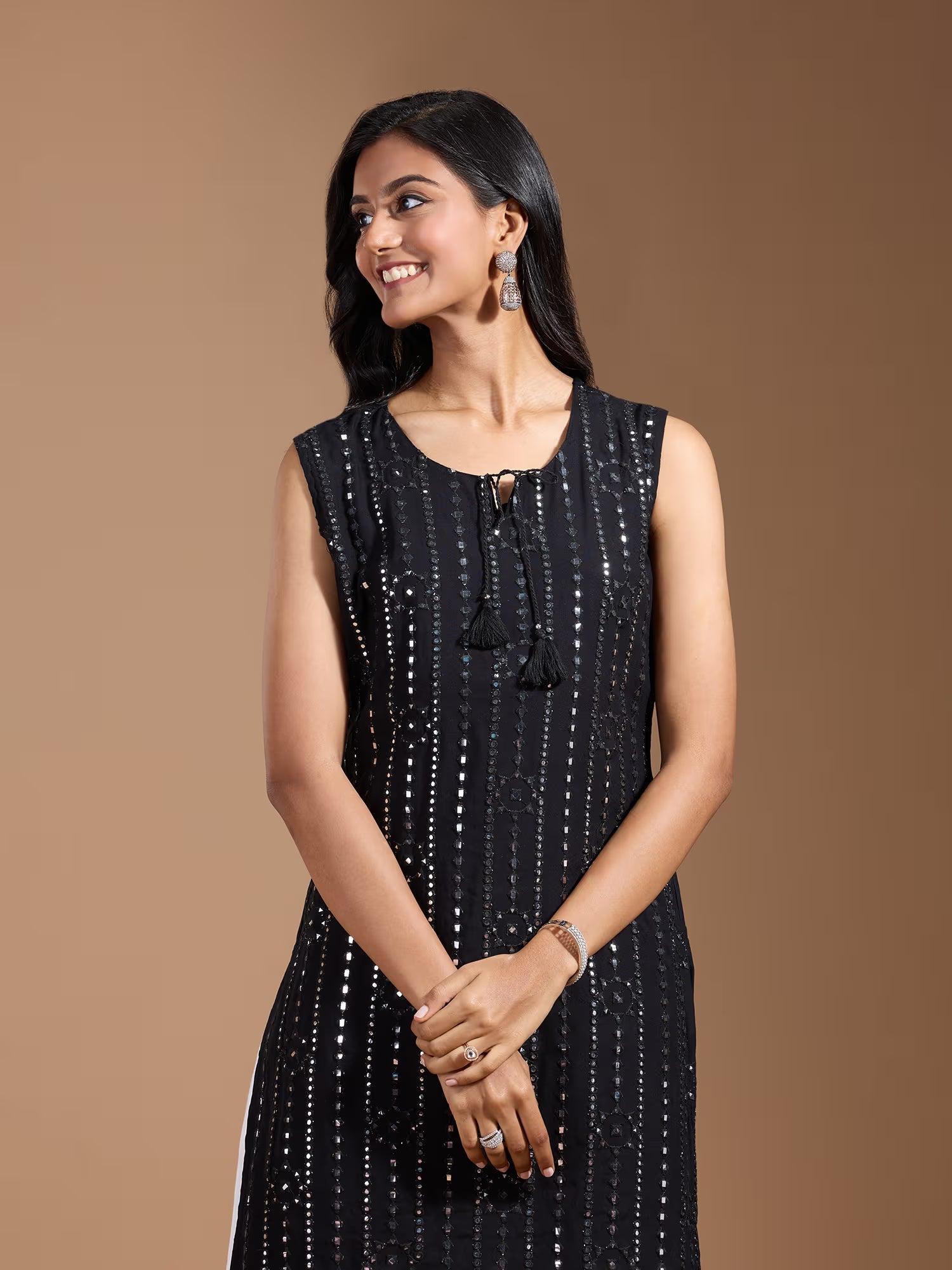 Black  Women Thread Work Kurta - Buy Best Ethnic Wear for Women & Girls | Daily Woman - 