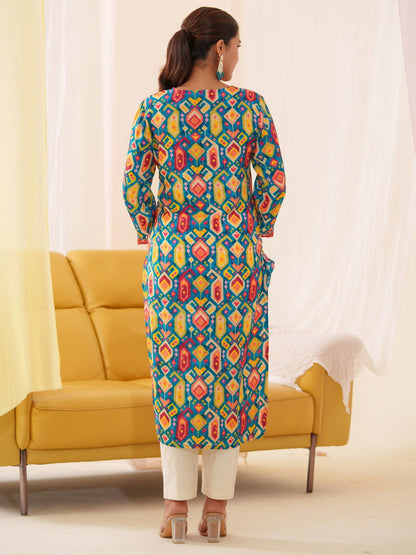 Blue Women Floral Printed Kurti - Buy Best Ethnic Wear for Women & Girls | Daily Woman - 