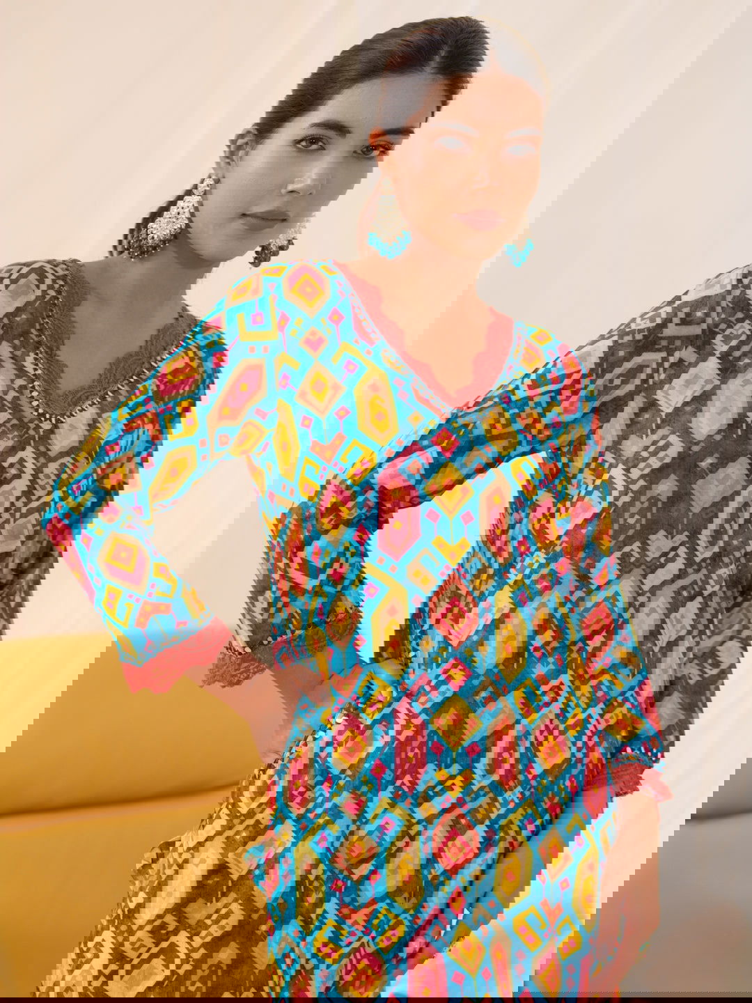 Blue Women Floral Printed Kurti - Buy Best Ethnic Wear for Women & Girls | Daily Woman - 