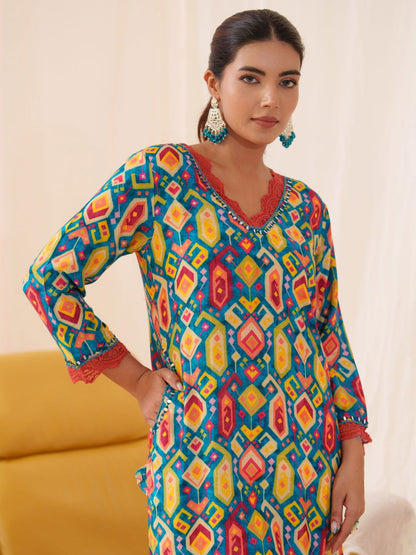 Blue Women Floral Printed Kurti - Buy Best Ethnic Wear for Women & Girls | Daily Woman - 