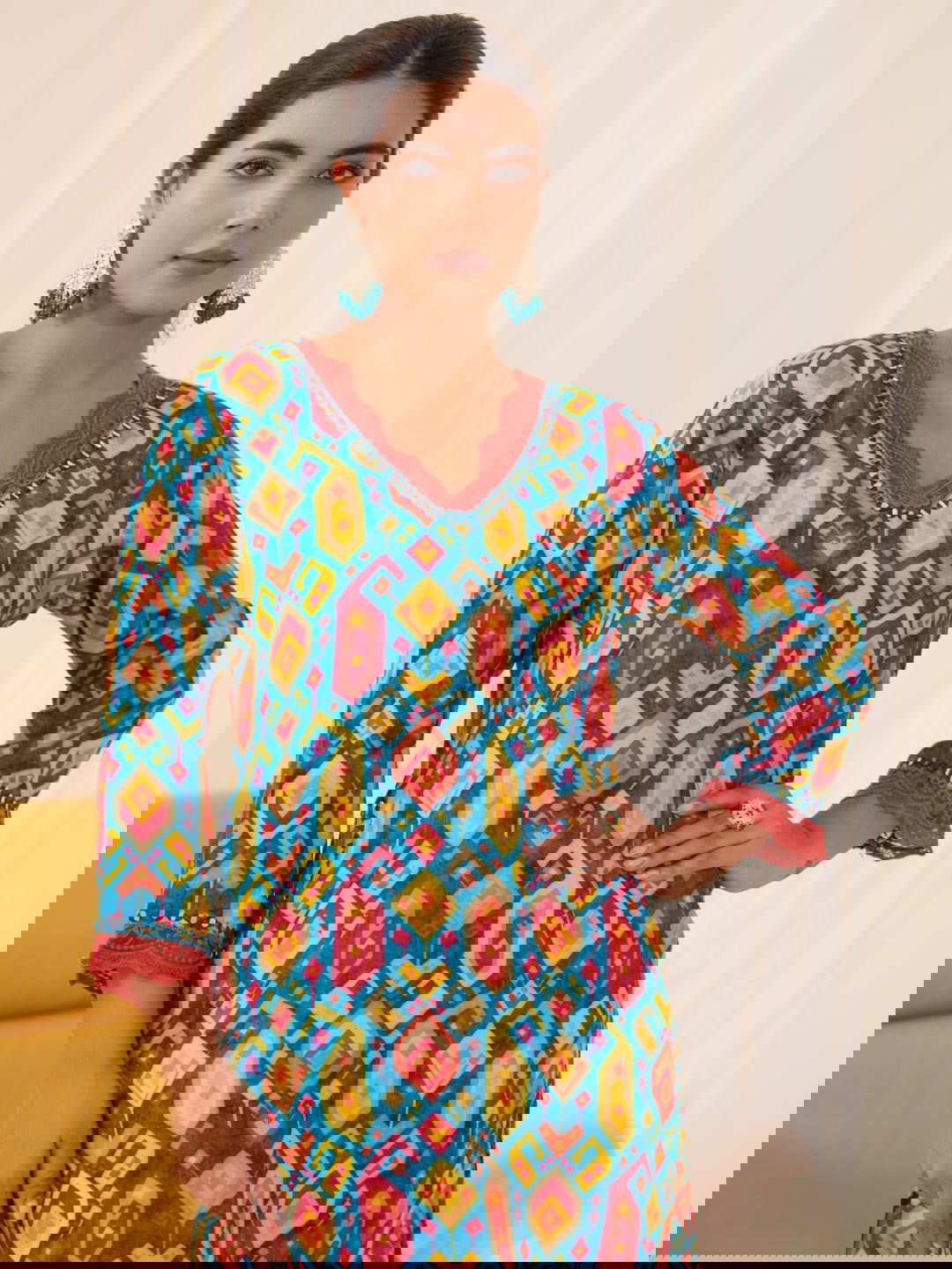 Blue Women Floral Printed Kurti - Buy Best Ethnic Wear for Women & Girls | Daily Woman - 