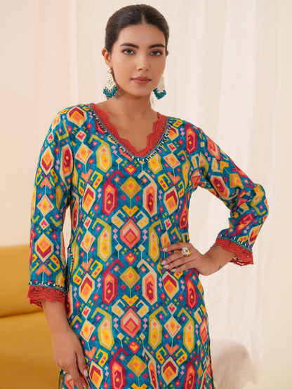 Blue Women Floral Printed Kurti - Buy Best Ethnic Wear for Women & Girls | Daily Woman - 
